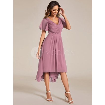 Plesové šaty starorůžové krátké asymetrické – Ever Pretty EG01923OD