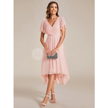 Společenské šaty světle růžové krátké šifonové – Ever Pretty EG01923PK