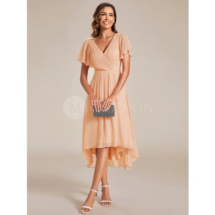 Společenské šaty broskvové krátké šifonové – Ever Pretty EG01923PE