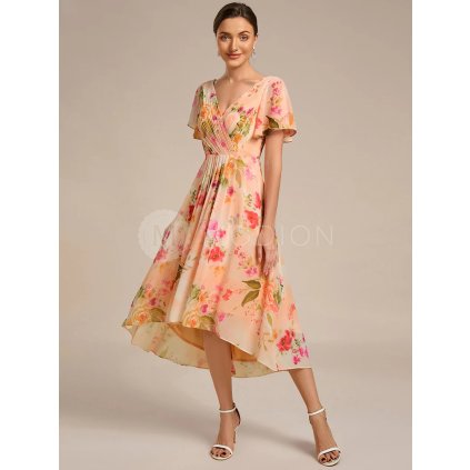 Společenské šaty květinové krátké šifonové – Ever Pretty EG01923PF
