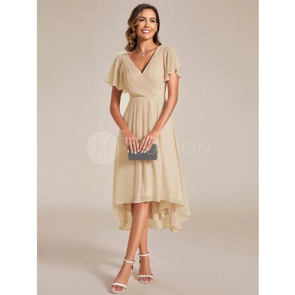 Společenské šaty béžové krátké šifonové – Ever Pretty EG01923GD