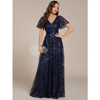 Společenské šaty dlouhé modré tylové celotřpytivé – Ever Pretty EE02314NB, prodává Modion.cz