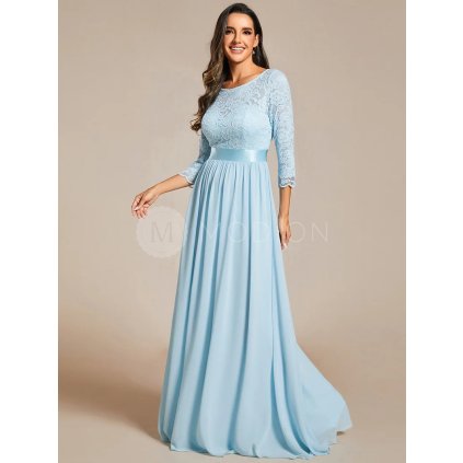 Společenské dlouhé šaty bleděmodré – Vitoria (přední pohled)