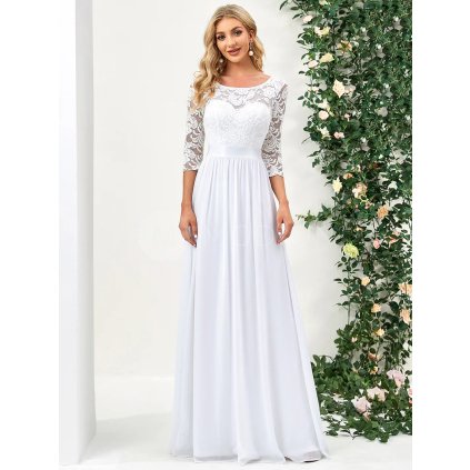 Svatební společenské šaty bílé – Vitoria (přední pohled)