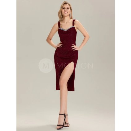 Společenské šaty červSpolečenské šaty červené krátké s rozparkem – Ever Pretty EG02395BD