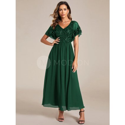 Společenské dlouhé šaty smaragdové zelené – Verona (přední pohled)