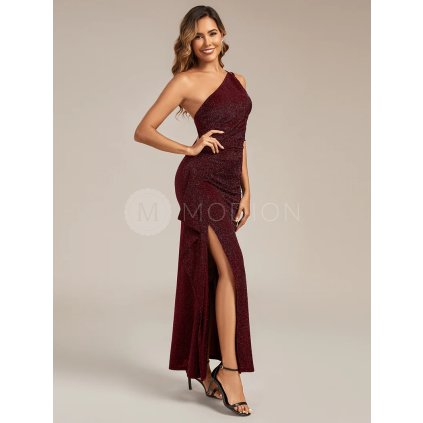 Společenské šaty dlouhé červené na jedno rameno – Ever Pretty EG02485BD, prodává Modion.cz