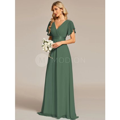 Šaty na svatbu světle zelené mátové dlouhé šifonové s krátkým rukávem – Ever Pretty EP09890EU