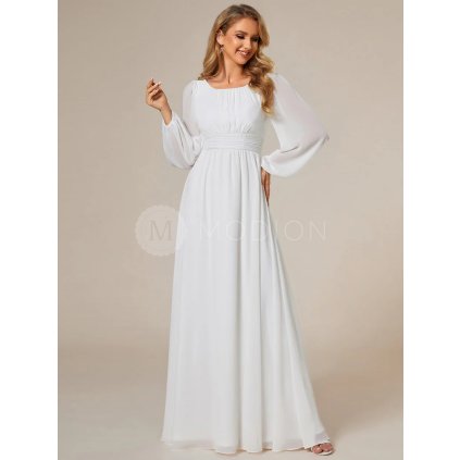 Společenské dlouhé šaty bílé – Leonessa (přední pohled)