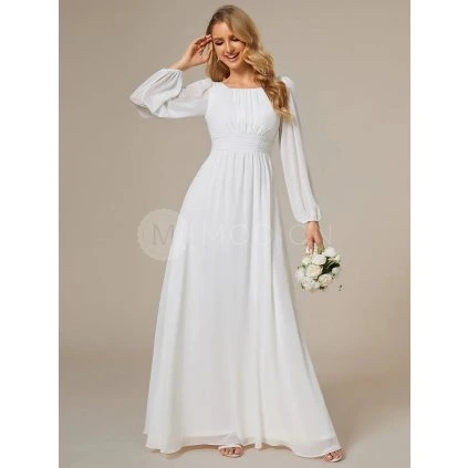 Společenské dlouhé šaty bílé – Leonessa (celkový pohled)