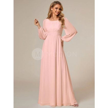 Společenské dlouhé šaty růžové – Leonessa (přední pohled)
