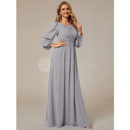 Společenské dlouhé šaty šedé – Leonessa (přední pohled)