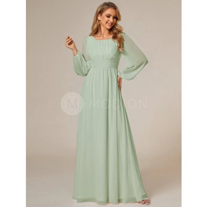 Společenské dlouhé šaty mátové zelené – Leonessa (přední pohled)