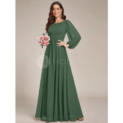 Společenské dlouhé šaty zelené eukalypt – Leonessa (celkový pohled)