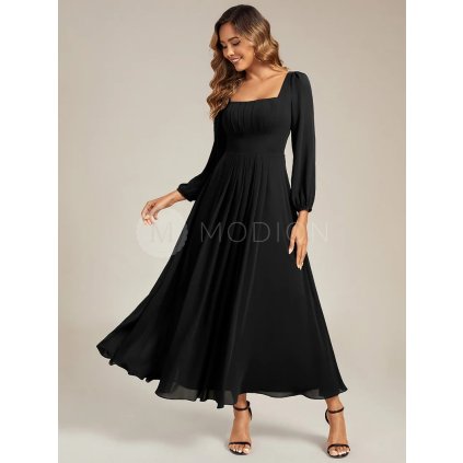 Společenské dlouhé šaty černé – Bellatrix (přední pohled)