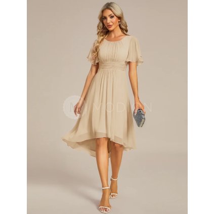 Společenské krátké šaty béžové – Livia (přední pohled)