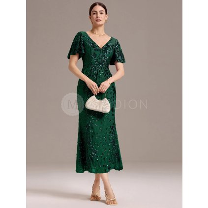 Společenské šaty zelené smaragdové dlouhé tylové s flitry – Ever Pretty EE02370DG