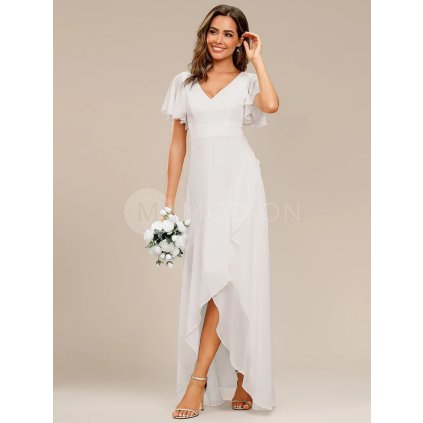 Svatební midi šaty bílé – Carmela (přední pohled)