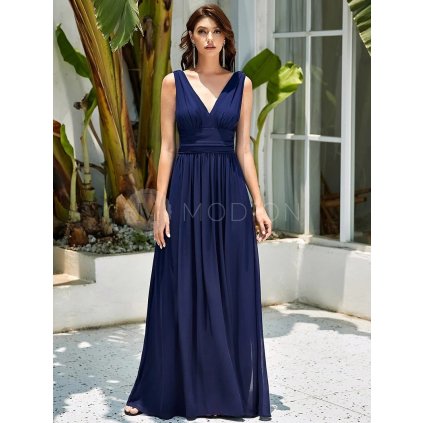 Modré společenské šaty dlouhé šifonové – Ever Pretty EP09016NB46