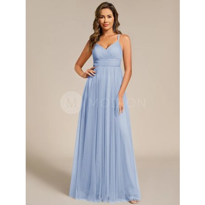 Modré společenské šaty dlouhé tylové – Ever Pretty ESS0056IB34