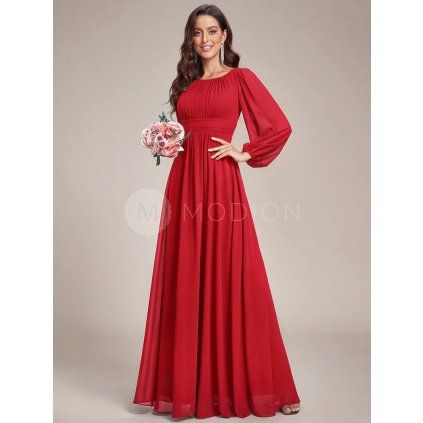 Společenské dlouhé šaty červené – Leonessa (celkový pohled)