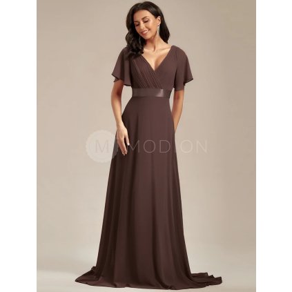 Společenské šaty dlouhé hnědé šifonové – Ever Pretty EP09890ES, prodává Modion.cz