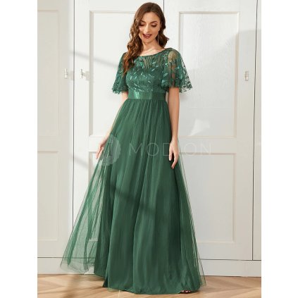 Společenské šaty dlouhé zelené tylové s áčkovou sukní – Ever Pretty EP00904EU