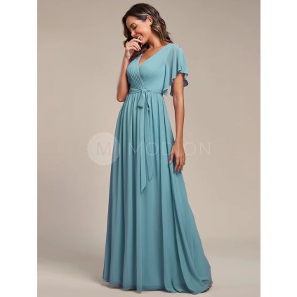 Společenské dlouhé šaty petrolejové modré – Fiora (přední pohled)