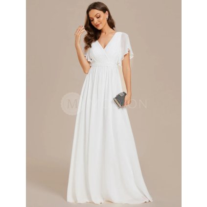 Svatební společenské šaty bílé – Fiora (přední pohled)