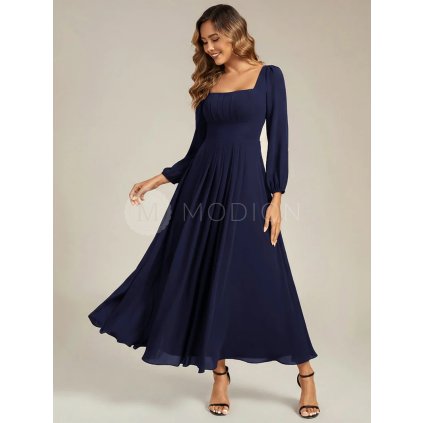 Společenské dlouhé šaty tmavě modré – Bellatrix (přední pohled)