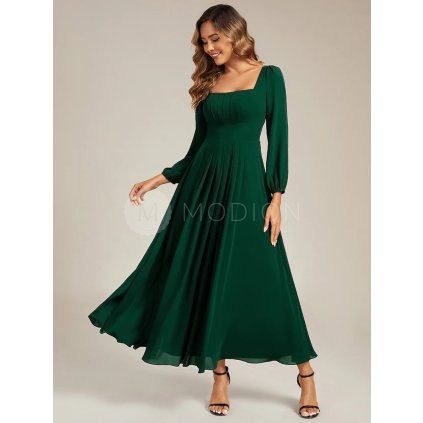 Společenské dlouhé šaty smaragdové zelené – Bellatrix (přední pohled)