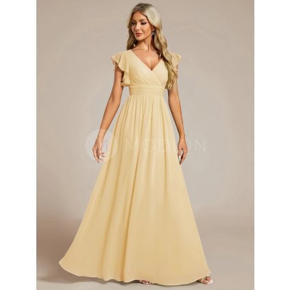 Společenské dlouhé šaty žluté – Raffaela (celkový pohled)
