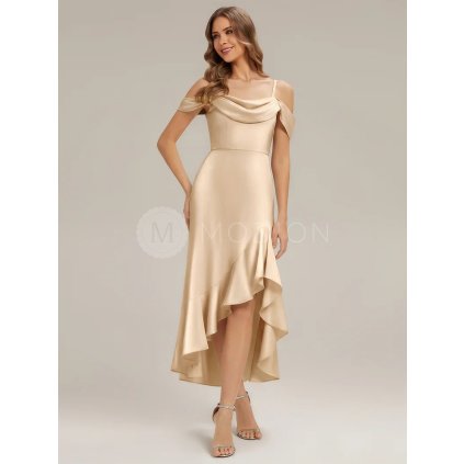 Společenské midi šaty zlatá šampaň – model (celkový pohled)