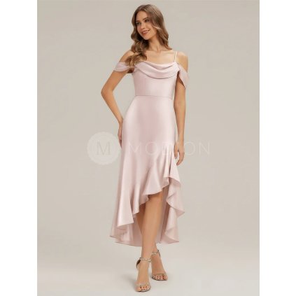 Společenské midi šaty růžové – model (celkový pohled)