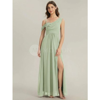 Společenské dlouhé šaty mátově zelené – Christiana (celkový pohled)