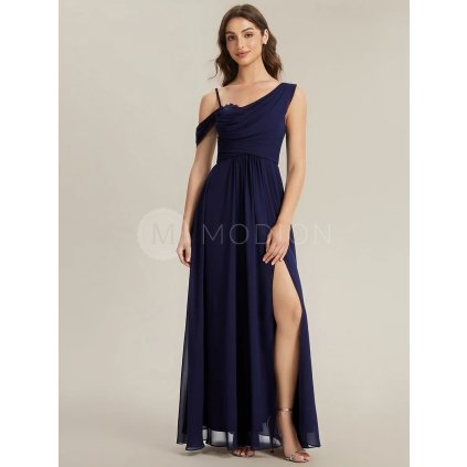 Společenské dlouhé šaty tmavě modré – Christiana (celkový pohled)