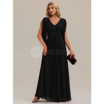 Společenské dlouhé šaty černé – Nerina (celkový pohled)