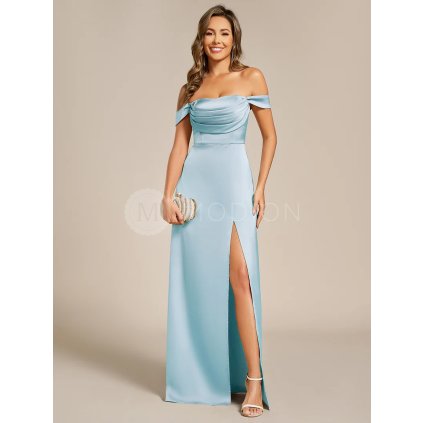 Společenské dlouhé šaty ledově modré – Nocturna (celkový pohled)