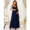 Těhotenské společenské šaty modré dlouhé tylové – Ever Pretty EY20794NB