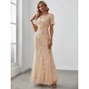 Společenské šaty zlaté dlouhé tylové s flitry – Ever Pretty EZ07707GD44