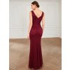 Společenské dlouhé šaty vínové červené – Oriana (zadní pohled)