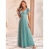Plesové šaty modrozelené krajkové dlouhé elegantní – Ever Pretty EP00857DB36
