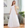 Šaty pro nevěstu bílé krajkové šifonové dlouhé – Ever Pretty EP00646WH36