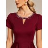Plesové šaty vínově červené krátké s rukávem – Ever Pretty EB01792BD42
