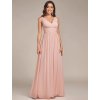 Společenské šaty růžové dlouhé šifonové plisované – Ever Pretty EP09016PK46