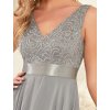 Večerní šaty šedé šifonové s krajkou na ramínka – Ever Pretty EP00207GY48