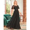 Plesové šaty dlouhé černé tylové s flitry – Ever Pretty EP00904BK48
