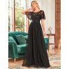 Večerní šaty dlouhé černé tylové s flitry – Ever Pretty EP00904BK48
