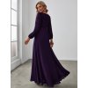 Večerní šaty dlouhé fialové šifonové s rukávy s rozparkem – Ever Pretty EP00461DP, prodává Modion.cz