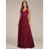 Společenské dlouhé šaty vínové červené – Velour (přední pohled)